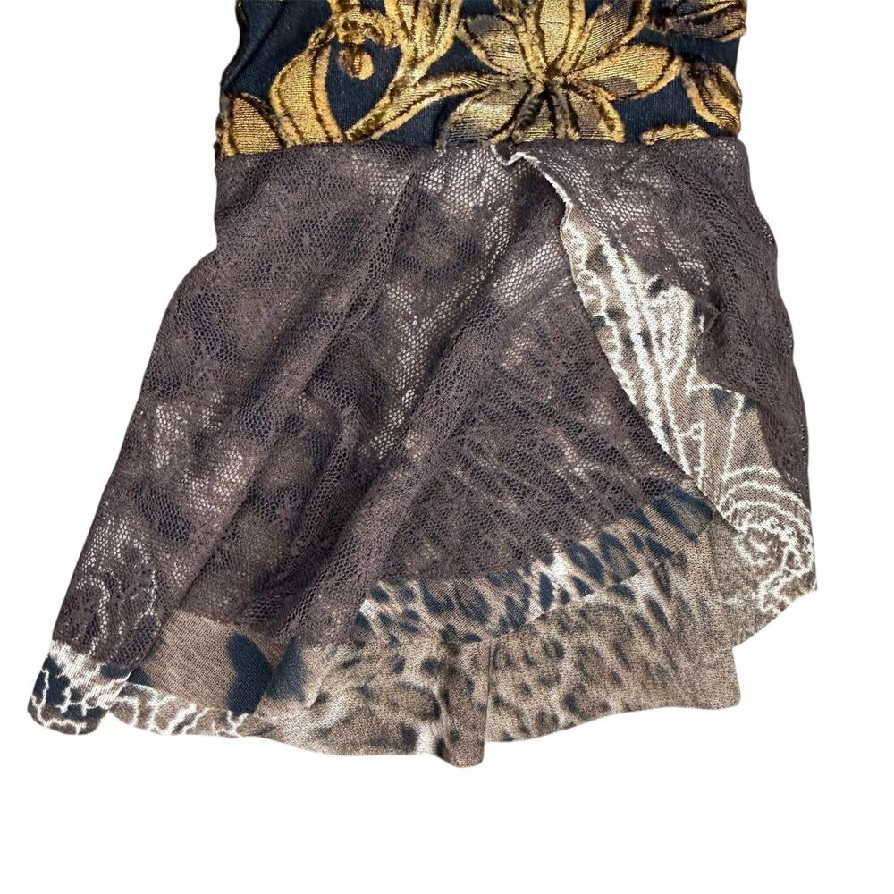 Moa Moa Y2K Vintage Bell Sleeve Party Animal Print Blouse Top Size M - Picture 3 of 5